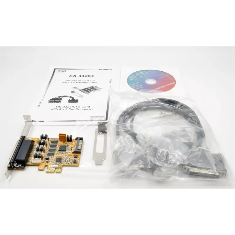 EXSYS EX-44354 scheda seriale PCIe 4 porte RS-232 con staffa low profile, chipset FTDI