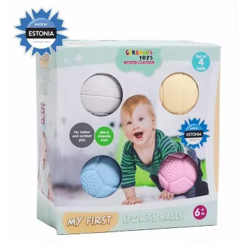 Gerardo's Toys GT7710 Set palline per massaggio e sensoriali per neonati, 4 pezzi, texture e colori assortiti, da 6 mesi