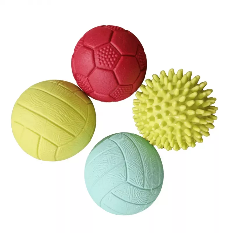 Gerardo's Toys GT7710 Set palline per massaggio e sensoriali per neonati, 4 pezzi, texture e colori assortiti, da 6 mesi