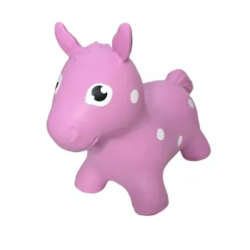 Cavallo saltellante rosa Gerardo's Toys – giocattolo saltellante per bambini, PVC durevole, portata 50 kg, altezza sella 28 cm, certificato CE e EN71
