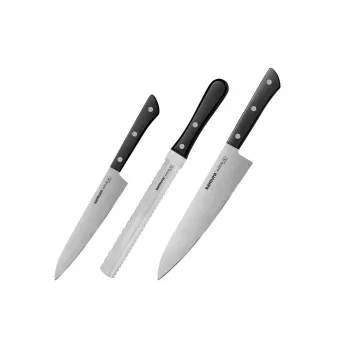 SAMURA Harakiri set di coltelli da cucina a 3 pezzi, manico nero