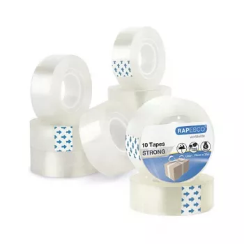 Rapesco 1807 nastro adesivo trasparente 19mm x 33m, 10 rotoli