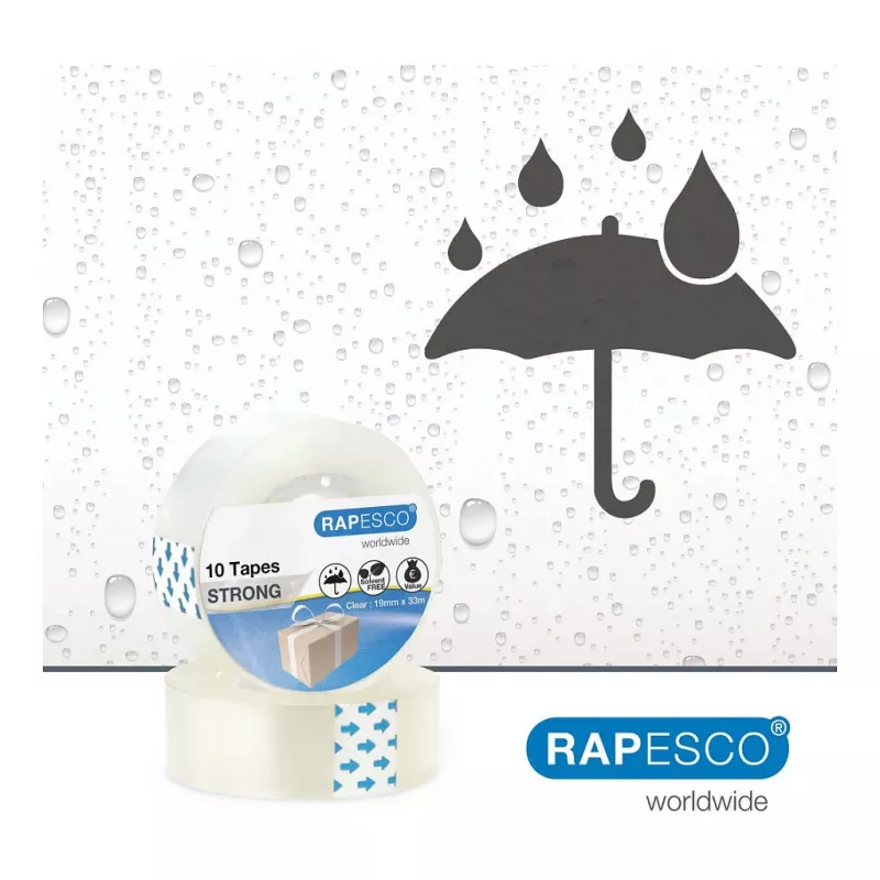 Rapesco 1807 nastro adesivo trasparente 19mm x 33m, 10 rotoli