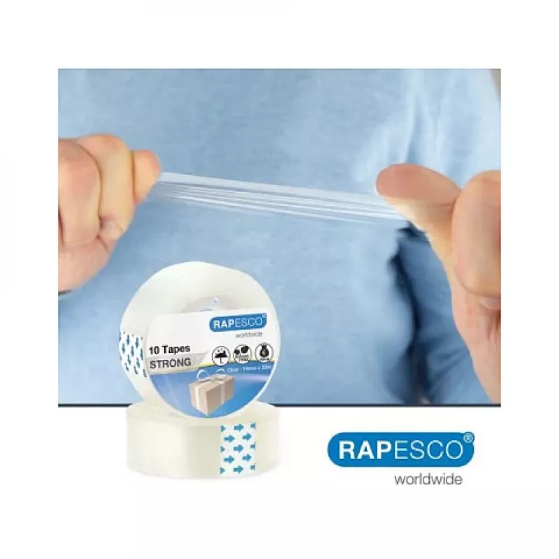 Rapesco 1807 nastro adesivo trasparente 19mm x 33m, 10 rotoli
