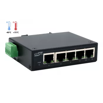 EXSYS switch Ethernet industriale a 5 porte, 10/100 Mbps, guida DIN, da -40° a +75°C EX-6200-T