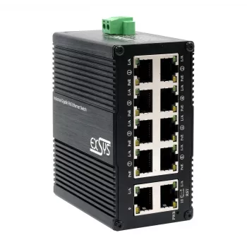 EXSYS switch industriale Mini Gigabit PoE+ a 10 porte, web-managed (EX-62036MPOE)