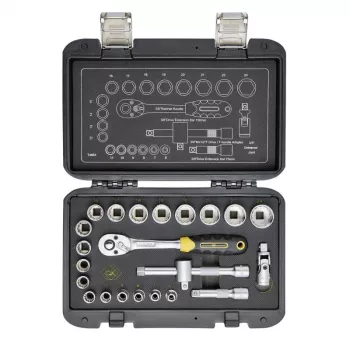 C.K Tools set di chiavi a bussola con cricchetto reversibile metriche, 23 pezzi, 3/8 inch (T4661)