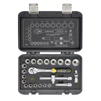 C.K Tools set di chiavi a bussola con cricchetto reversibile metriche, 23 pezzi, 3/8 inch (T4661)