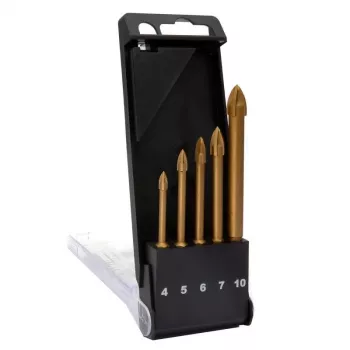 C.K Tools T3059 set di punte per vetro, 5 pezzi (4-10 mm), punta in carburo di tungsteno, per vetro, piastrelle, ceramica, porcellana, specchi