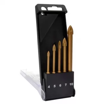 C.K Tools T3059 set di punte per vetro, 5 pezzi (4-10 mm), punta in carburo di tungsteno, per vetro, piastrelle, ceramica, porcellana, specchi