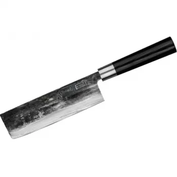 SAMURA SP5-0220 set di 3 coltelli da cucina, lame in acciaio inox AUS-8, manici in ABS nero, coltello pelapatate, universale e da chef