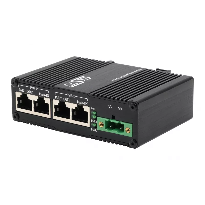 EXSYS iniettore PoE++ 10 Gigabit 2 porte 90W, da -40°C a +80°C (EX-60350)