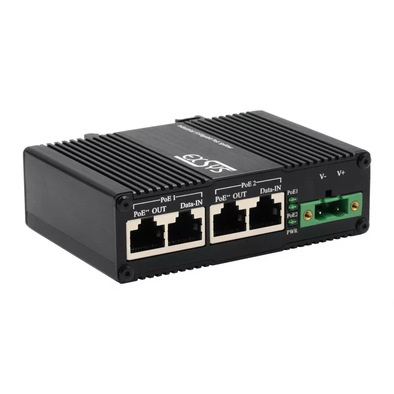 EXSYS iniettore PoE++ 10 Gigabit 2 porte 90W, da -40°C a +80°C (EX-60350)