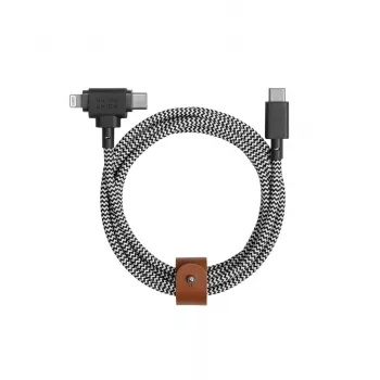 Native Union Belt Cable Duo cavo intrecciato USB-C a USB-C/Lightning 1,5 m nero