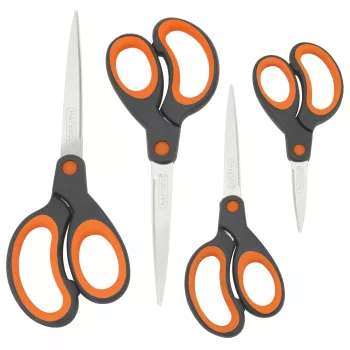 Rapesco Soft Grip set di forbici, 4 pezzi, lame in acciaio inox, misure assortite 1577