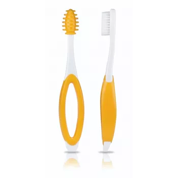 Kidsme set spazzolino da denti per neonati a 3 fasi con disco di sicurezza, aqua