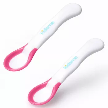 Kidsme cucchiai per neonati con indicatore di temperatura, lavanda, confezione da 2, 6+ mesi