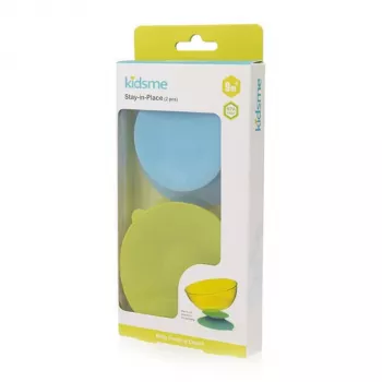 KIDSME Stay-in-Place tappetino salvaposate con ventosa per scodelle, biberon e bicchieri, confezione da 2, Sky & Lime