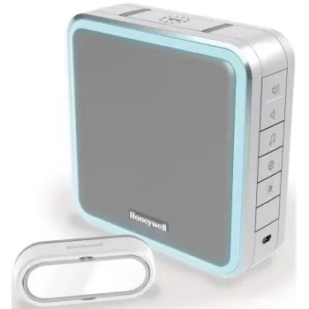 Honeywell DC915SGL set campanello senza fili, portata 200 m, 90 dB, 8 melodie, argento/grigio