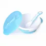 Kidsme set pappa per neonati con scodella a ventosa, coperchio e cucchiaio termico, acquamarina, 9+ mesi