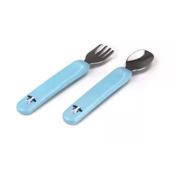 Kidsme set cucchiaio e forchetta per neonati Aquamarine – posate per l'alimentazione autonoma da 6+ mesi