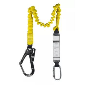 C.K Tools T8008 imbracatura anticaduta con assorbitore di energia, 2m, gamba singola, moschettone in acciaio e gancio per impalcature, EN 354/355/362