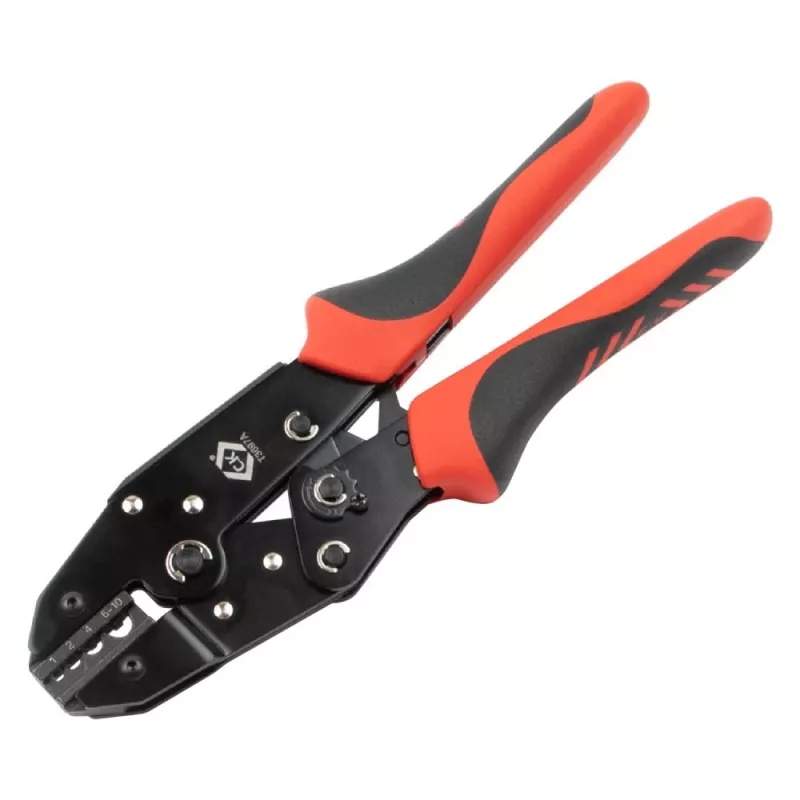 C.K Tools T3697A Pinza crimpatrice a cricchetto per capicorda non isolati 1-10 mm²