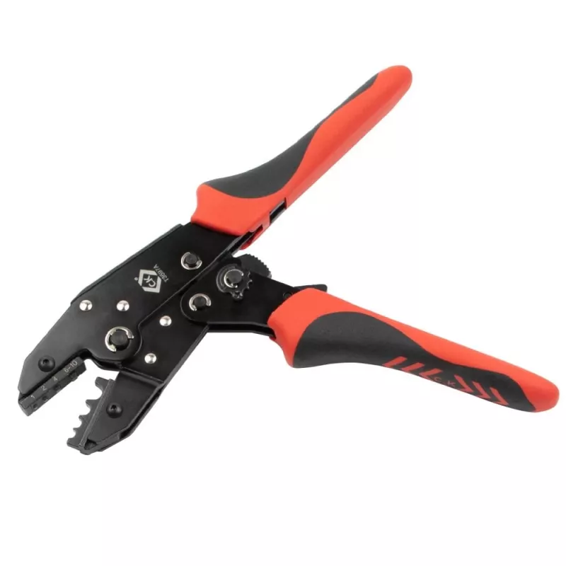 C.K Tools T3697A Pinza crimpatrice a cricchetto per capicorda non isolati 1-10 mm²