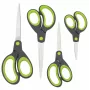 Rapesco set forbici Soft Grip, 4 pezzi, lame in acciaio inox, impugnature ergonomiche, 21cm/17cm/13cm/9cm, nero/grigio 1576