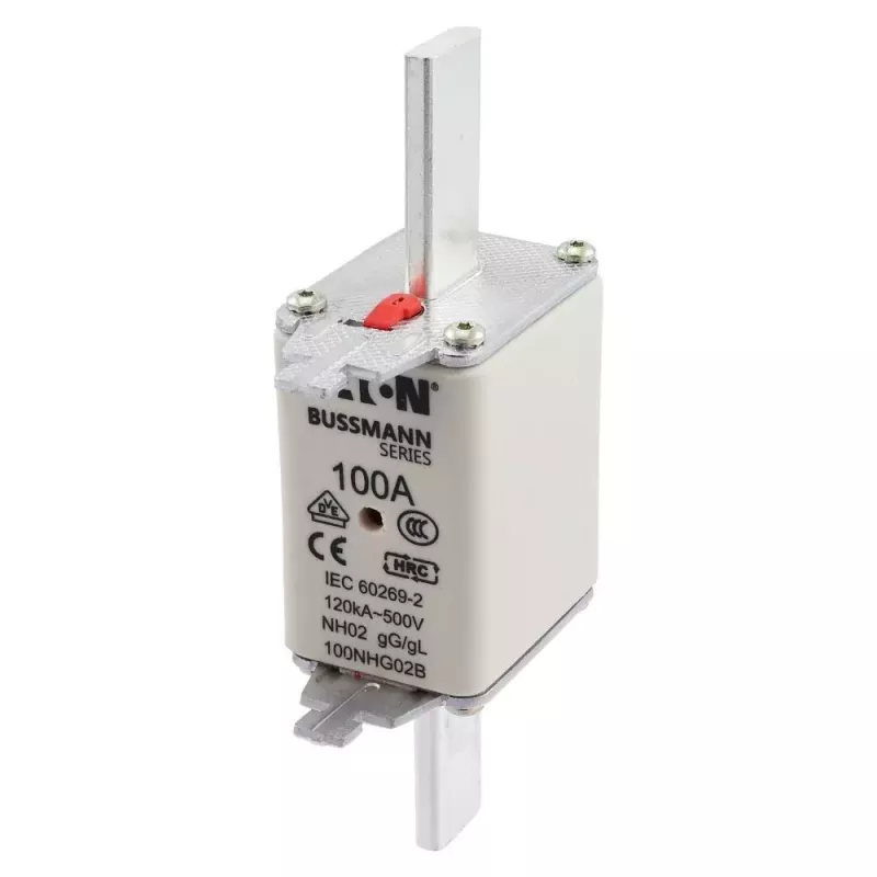 Eaton 100NHG02B fusibile NH D02 100 A 500 V gG con indicatore meccanico, confezione da 3