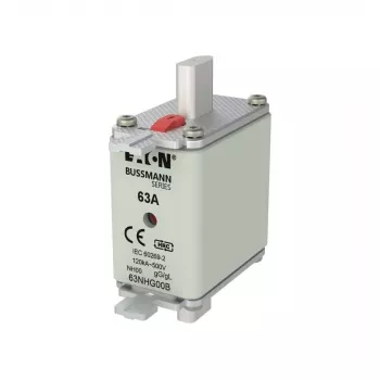 Eaton 63NHG00B Fusibile NH 63 A 500 V AC gG misura 00 con indicatore meccanico (confezione da 3)