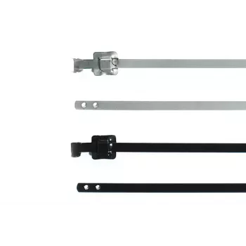 HellermannTyton MLT16SSC5 Fascetta in acciaio inox riutilizzabile con rivestimento in poliestere, nero, 400 mm x 12,7 mm, confezione da 100 111-91161