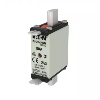 Eaton 80NHG000BI Fusibile NH 80 A 500 V AC misura 000 con indicatore meccanico, confezione da 3