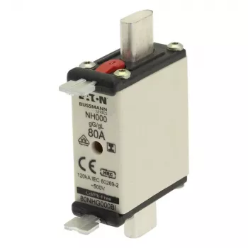 Eaton 80NHG000BI Fusibile NH 80 A 500 V AC misura 000 con indicatore meccanico, confezione da 3