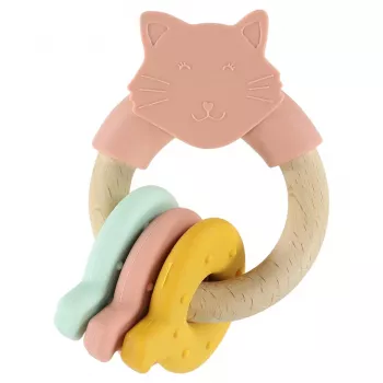 TRIXIE Anello da mordere in legno e silicone per gatti, con erba gatta, 13 cm