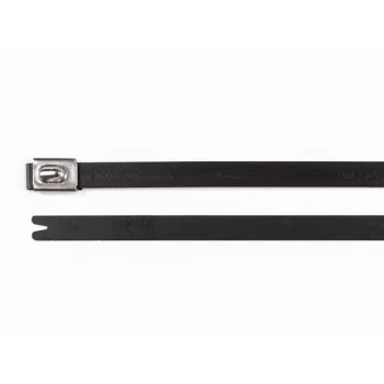 HellermannTyton MBT14HFC-SS316/SP-BK fascette per cavi in acciaio inox, 362mm x 7,9mm, nero rivestito in poliestere, chiusura a sfera, 1 pezzo 111-00295