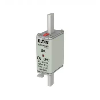 Eaton 6NHG0B fusibile NH con indicatore meccanico, misura NH0, 6 A, 500 V AC, gG, confezione da 3