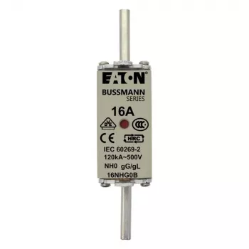 Eaton 6NHG0B fusibile NH con indicatore meccanico, misura NH0, 6 A, 500 V AC, gG, confezione da 3