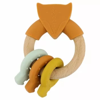 Trixie giocattolo per neonati in legno e silicone, volpe, 0m+