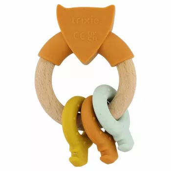 Trixie giocattolo per neonati in legno e silicone, volpe, 0m+