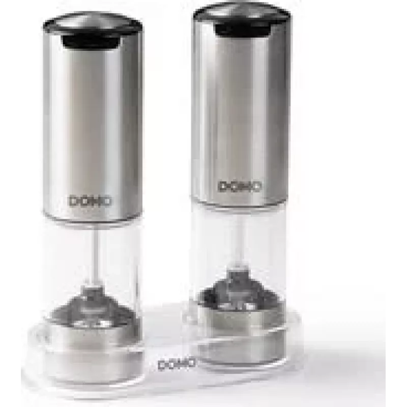 DOMO DO3102 set ricaricabile elettrico macina sale e pepe con luce LED e macinino in ceramica