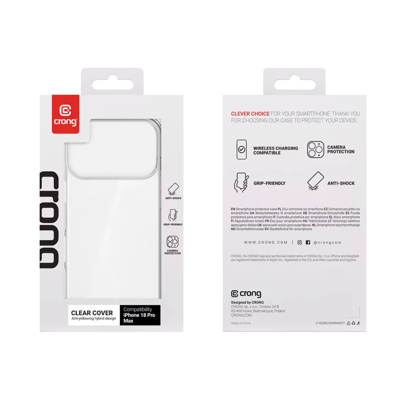 Custodia Crong Clear Cover per Apple iPhone 18 Pro Max / 17 Pro Max - Trasparente