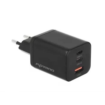 MOVANO caricabatterie GaN 65W 2x USB-C PD + USB-A (nero)