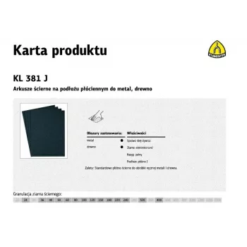 KLINGSPOR dischi abrasivi in tela P320 KL381J, 230 x 280 mm, confezione da 50