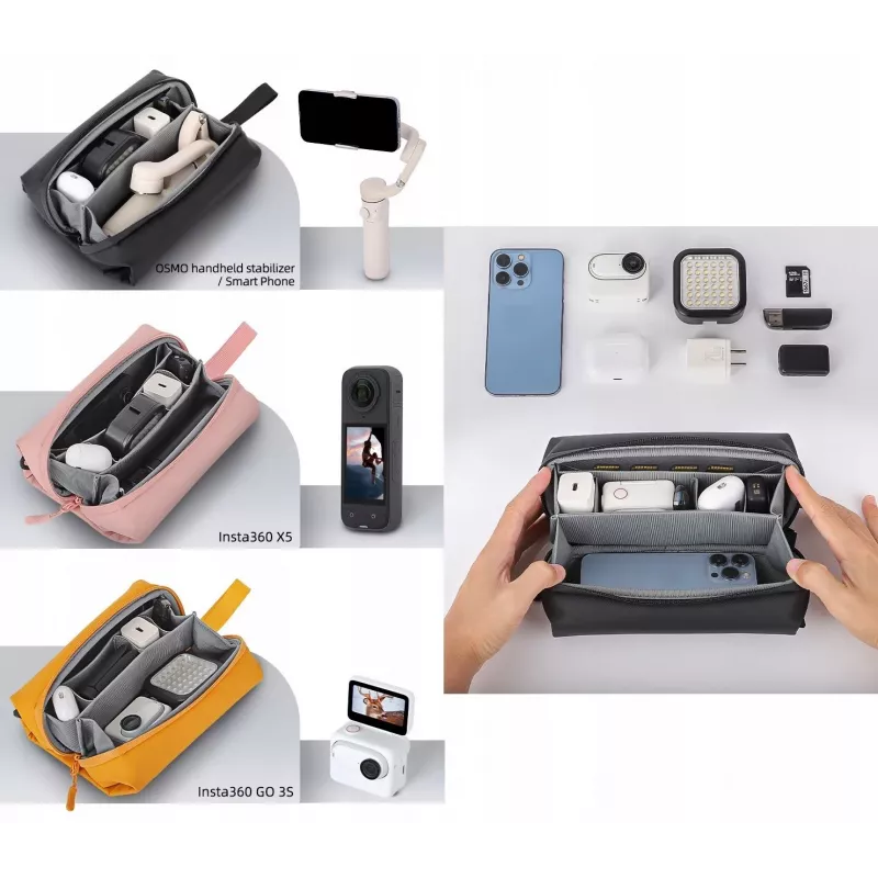 Custodia organizer Sunnylife B018-D per DJI Osmo Pocket 3 / Insta360 X5 / Go 3S, nero