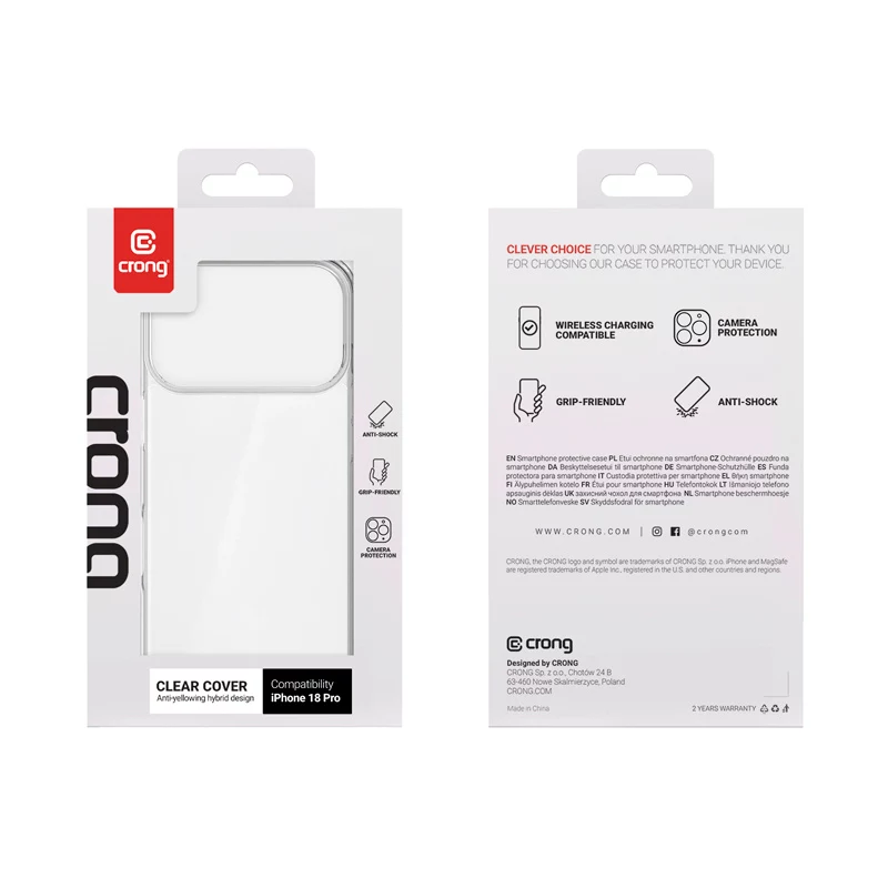 Custodia Crong Clear Cover per iPhone 18 Pro / 17 Pro (trasparente)