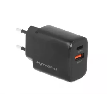 MOVANO GaN 30W USB-C PD + USB-A caricabatterie da parete (nero)