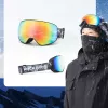 Rockbros SP284 maschera da sci bambino antiappannamento UV400 lente grigia specchio rosso nero