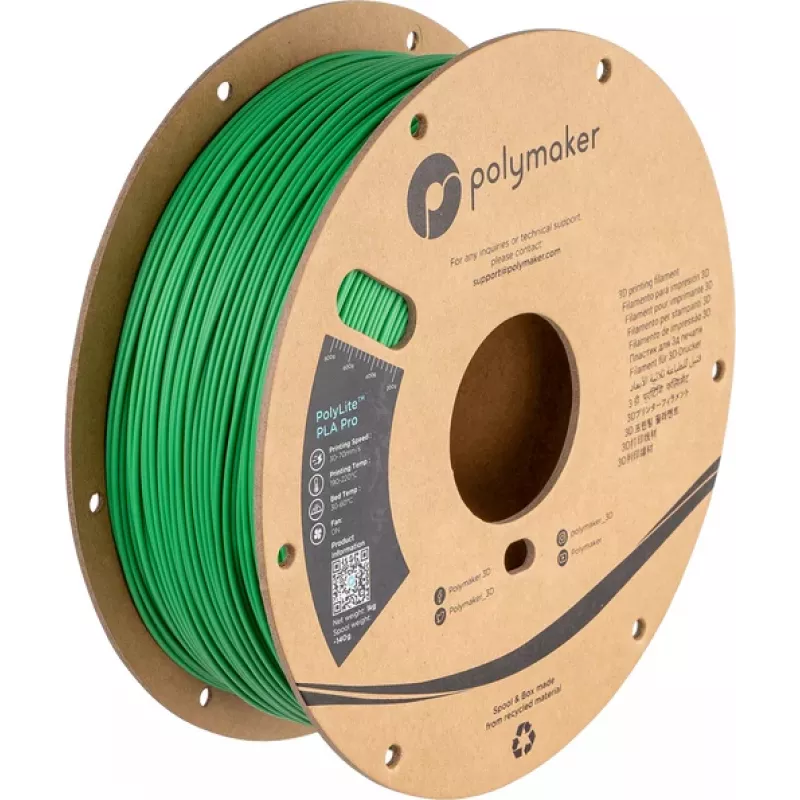 Polymaker PolyLite PLA Pro Filamento 1,75 mm 1 kg verde elevata rigidità resistenza agli urti PA07008