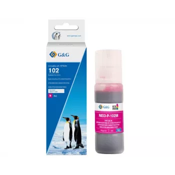 Bottiglia d'inchiostro magenta compatibile G&G | Ninestar per Epson 102 (C13T03R340) - 70ml, a base di colorante, serie EcoTank